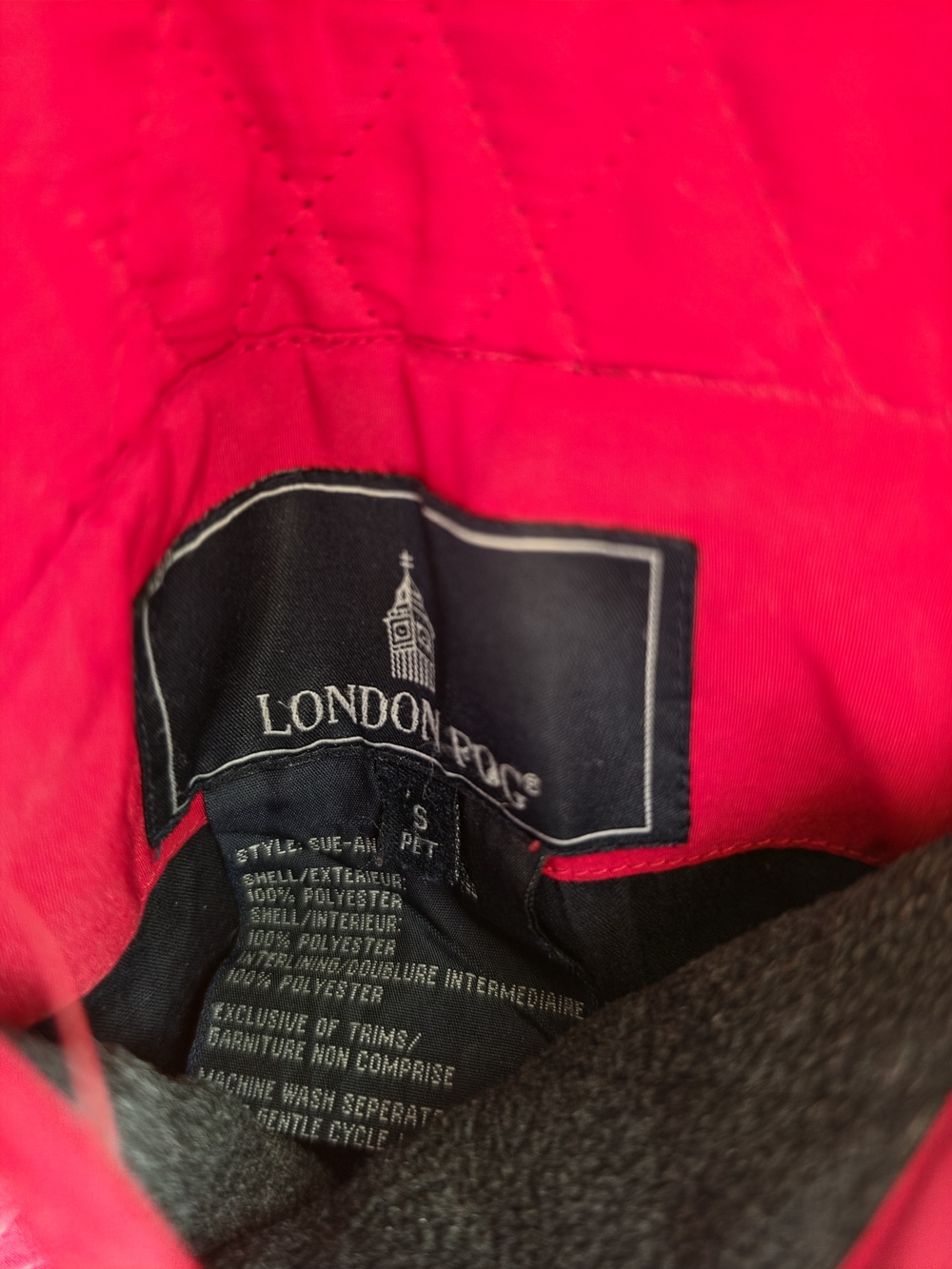 London Fog Quilted Red Button-Front Jacket S/M - Picture 5 of 8